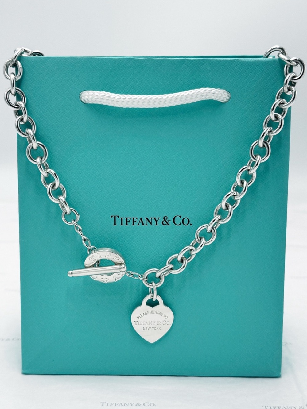 Tiffany & Co. 17.75” Return to Tiffany Heart Tag Toggle Necklace Sterling Silver - Picture 11 of 12